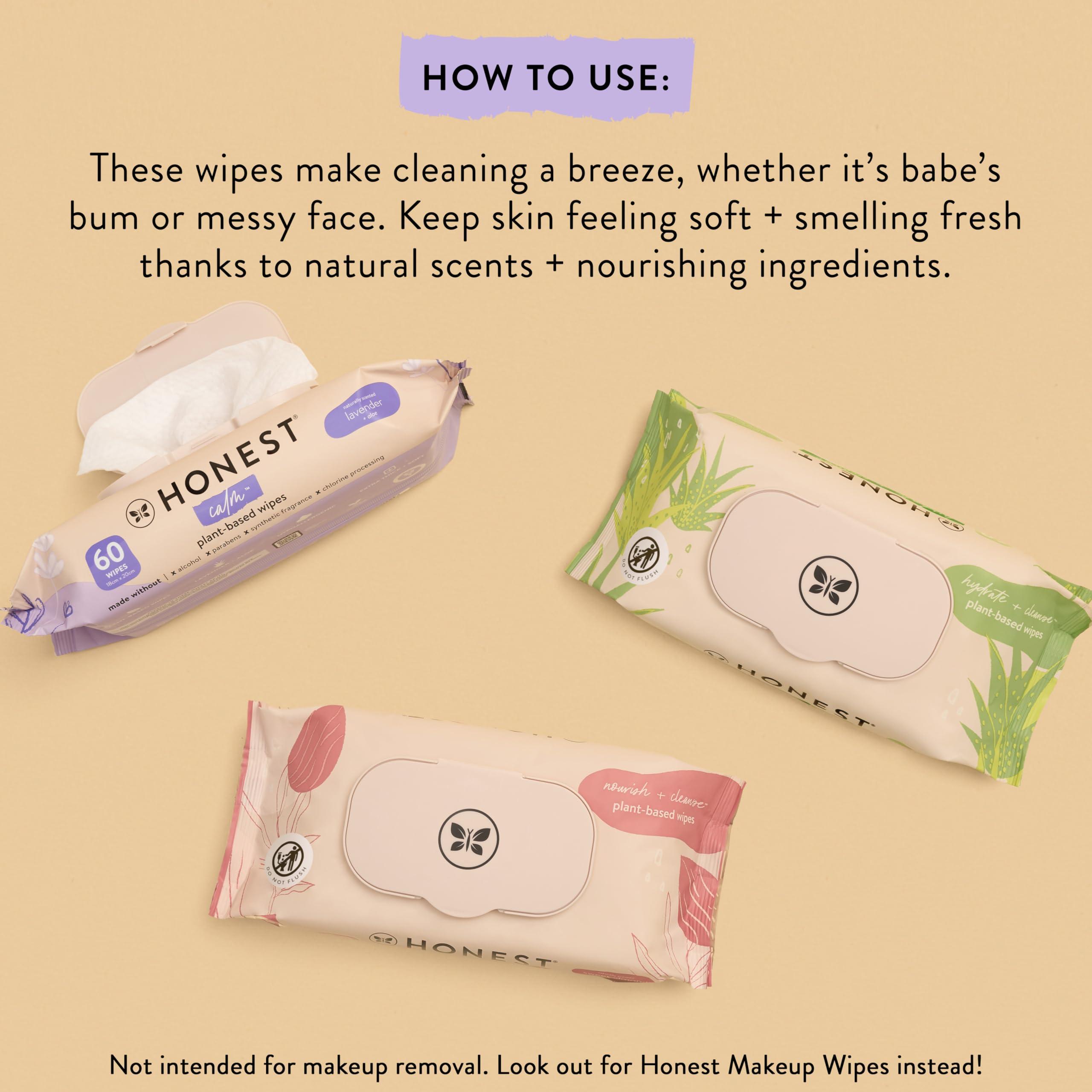 The Honest Company The Honest Company Calm + Cleanse Naturally Scented Wipes | Cleansing Multi-Tasking Wipes | 99% Water, Plant-Based, Hypoallergenic | Lavender, 240 Count