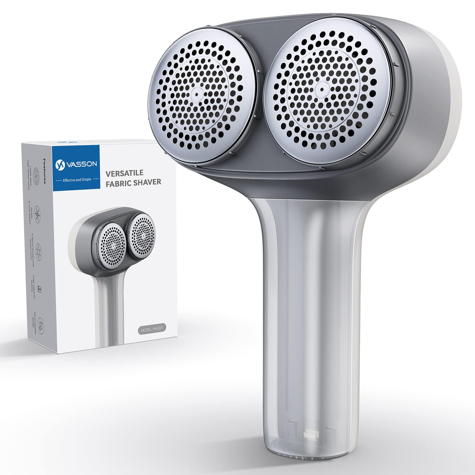 VASSON VASSON Fabric Shaver, Electric Lint Remover, Rechargeable Lint Shaver, Sweater Shavers to Remove Pilling, Large Fuzz Remover for Clothes Couch Furniture (Greyish White)