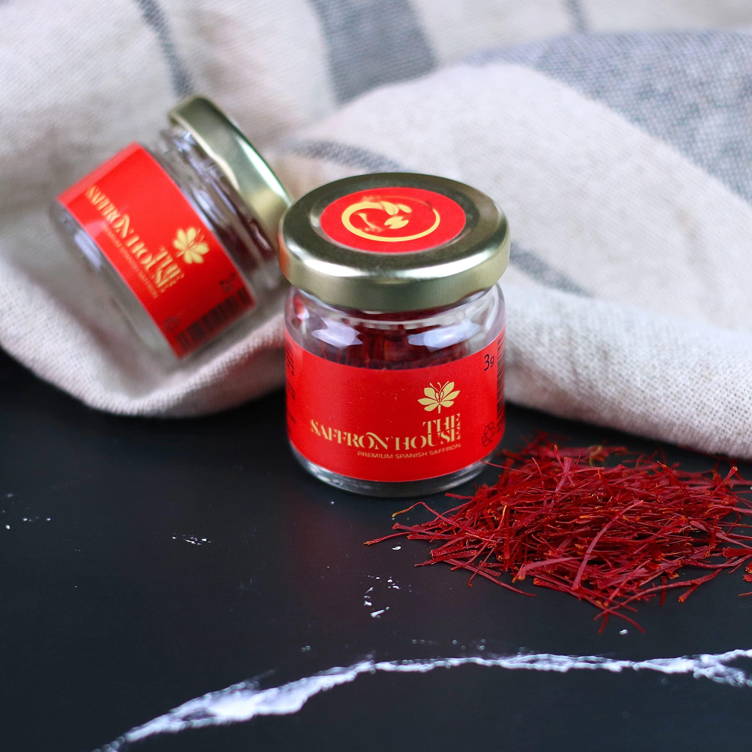 The Saffron House The Saffron House All Red All Natural Genuine Saffron Threads in glass jars - Premium Grade A Saffron (0.1 Ounces - 3 Grams)