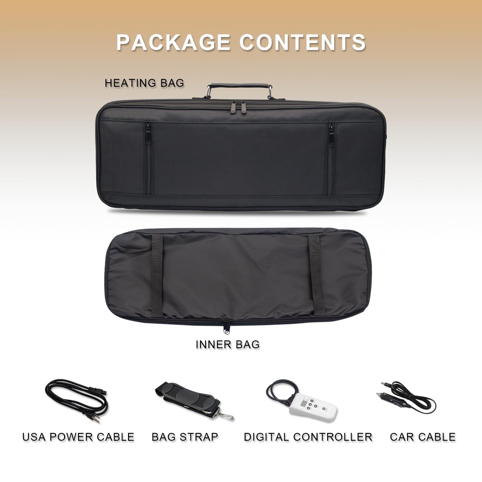 Goodtar Goodtar Hot Bamboo Massage Kit - Portable Massage Stone Warmer Bamboo Massage and Rocks w/Digital Temp Controller, Car Adapter (Duble-Sided Heating Black)