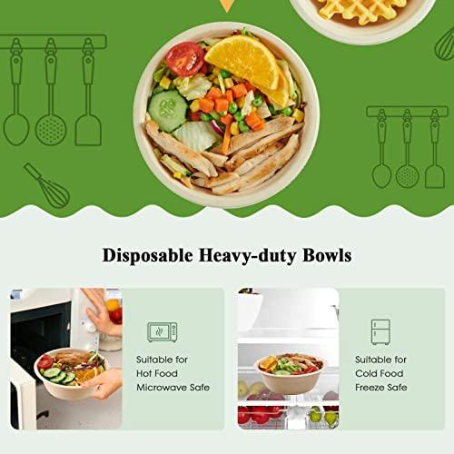 ECOLipak ECOLipak 12 oz Paper Bowls, [150-Pack] Compostable Paper Bowls Bulk, Heavy-duty Disposable Soup Bowls for Hot And Cold Food