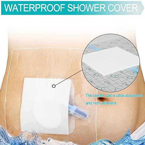 EaseToU EaseToU Waterproof Dialysis Catheter Shower Cover 8x8 - No Glue On The Center of The Patch, PD Peritoneal Dialysis Port Shower Protector Shield Island Bandage Dressing Patch Accessories (Pack of 25)