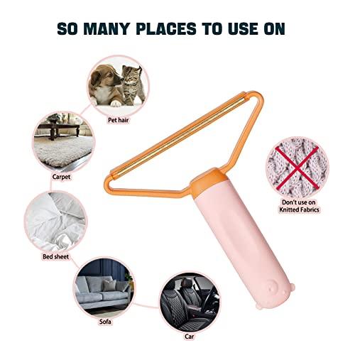 Generic Pet Hair Remover Portable, Dog Lint Remover,Cat Hair CleanerReusable Pet Hair and Lint Remover, Dual-Head Portable Cleaner for Carpet, Car and Fur, 3 Color Options for Rug Scraper Tool (Pink)