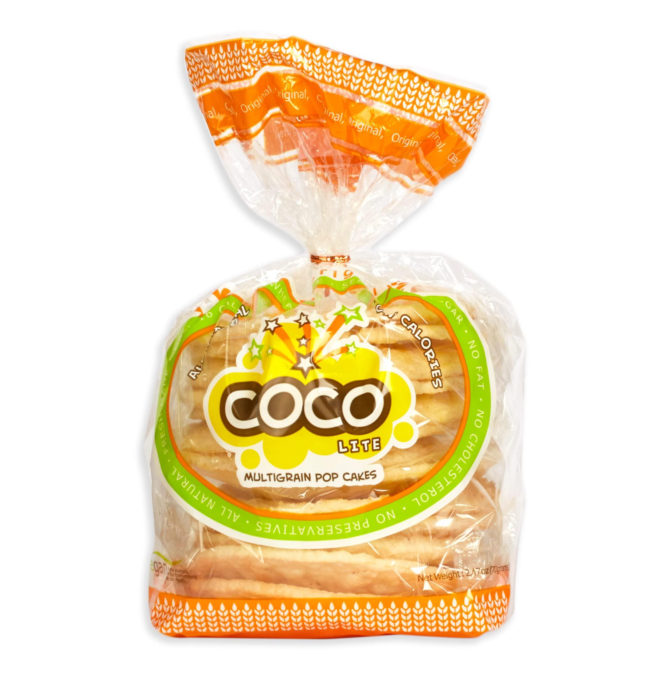 COCO POP SNAX 4 PACK COCO LITE ORIGINAL Popped Rice Cakes, Non-GMO, Light and Airy Rice Cracker, Multigrain Rice Crisps, Low Calorie, Sugar Free, Fat Free, No Preservatives