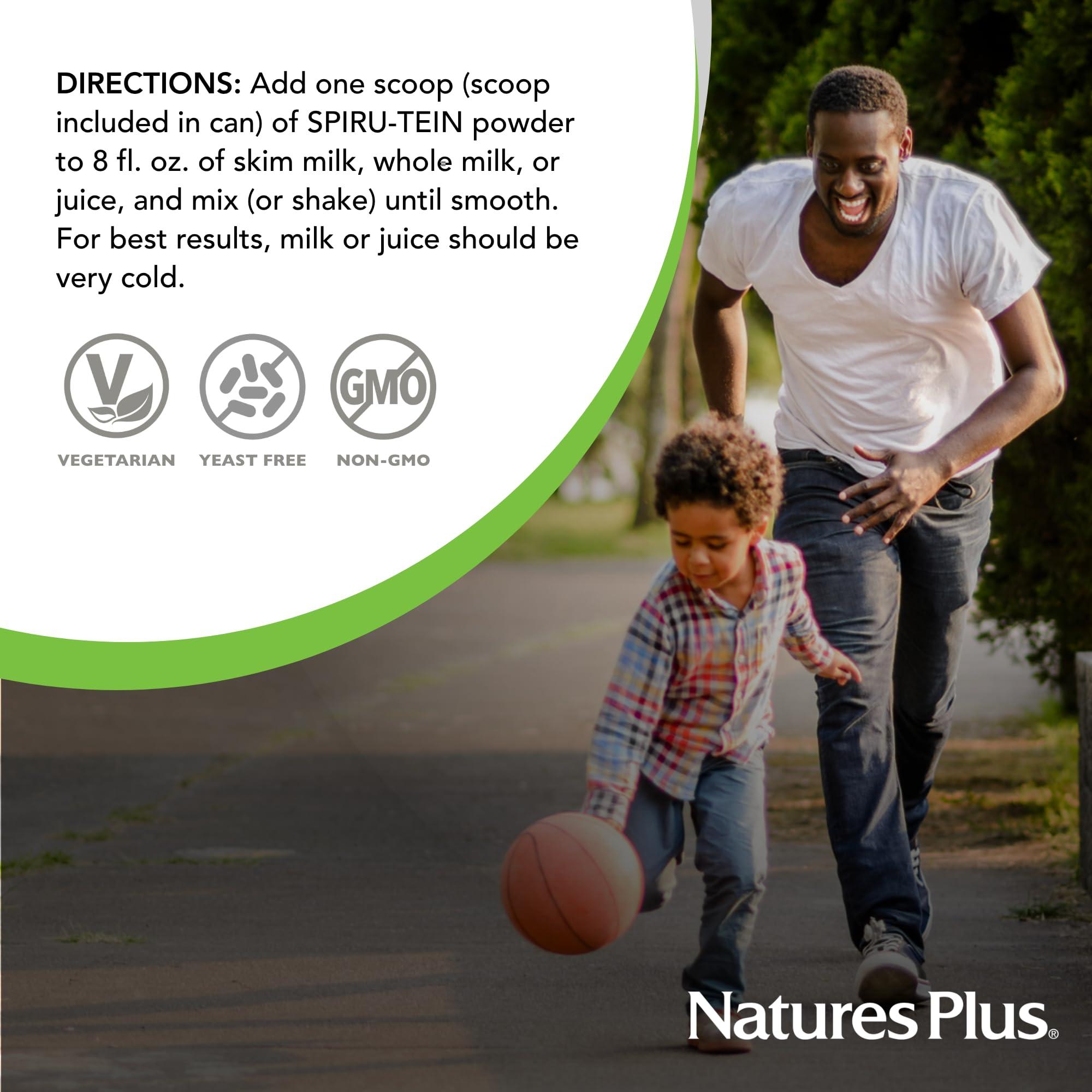 Nature's Plus NaturesPlus SPIRU-TEIN Shake - Cookies & Cream - 1.15 lbs, Spirulina Protein Powder - Plant Based Meal Replacement, Vitamins & Minerals For Energy - Vegetarian - 15 Servings