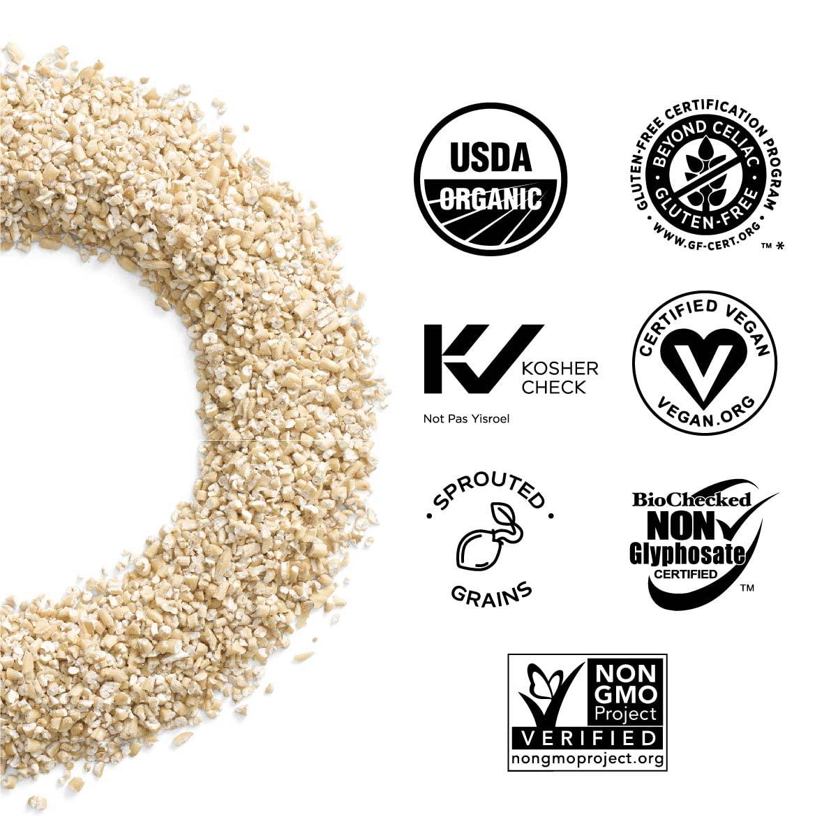 One Degree Organic Foods One Degree Organic Foods Sprouted Steel Cut Oats, USDA Organic, Non-GMO Gluten Free Oatmeal, 24 oz., 4 Pack