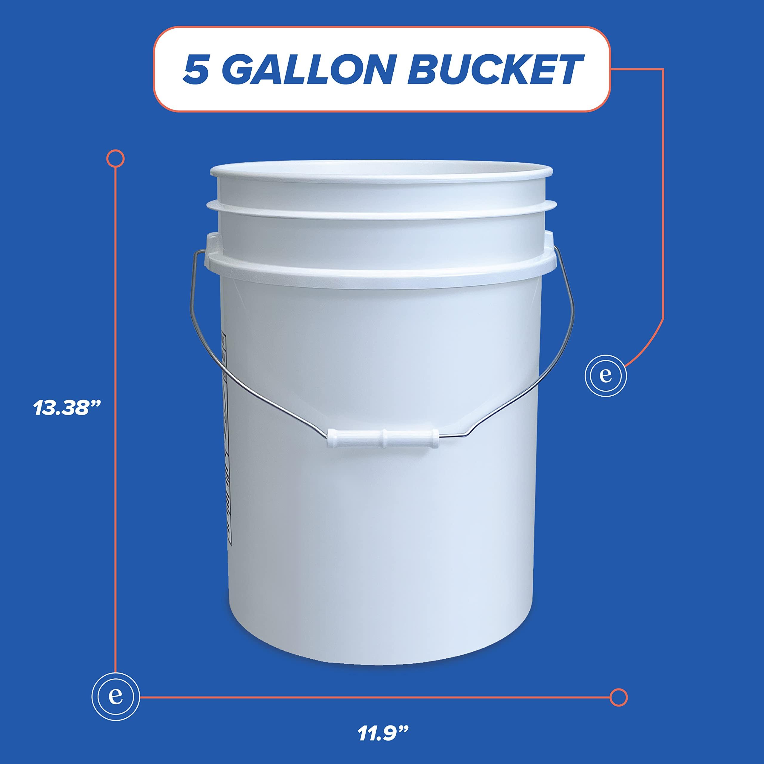 ePackageSupply 5 Gallon Bucket Only, Made in USA, Food Grade, Durable 90 Mil All Purpose Pail, Contains No BPA Plastic, Premium HPDE, Lids Not included (Black, 1)