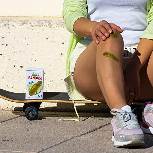 BioSwiss BioSwiss Bandages, Pickle Shaped Self Adhesive Bandages, Latex Free Sterile Wound Care, Fun First Aid Kit Supplies for Kids, 50 Count