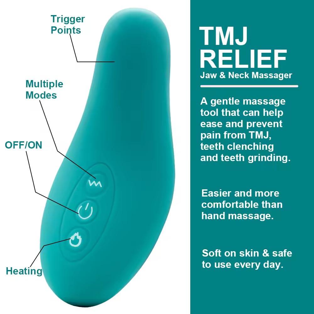 Generic TMJ Pain Relief Jaw Massager - Travel Pouch Included - 10 Gentle Massage Modes - Ergonomic Design, Medical-Grade Silicone - Pain Relief for Jaw and Neck - TMJ Massage Tool - Jaw Massager