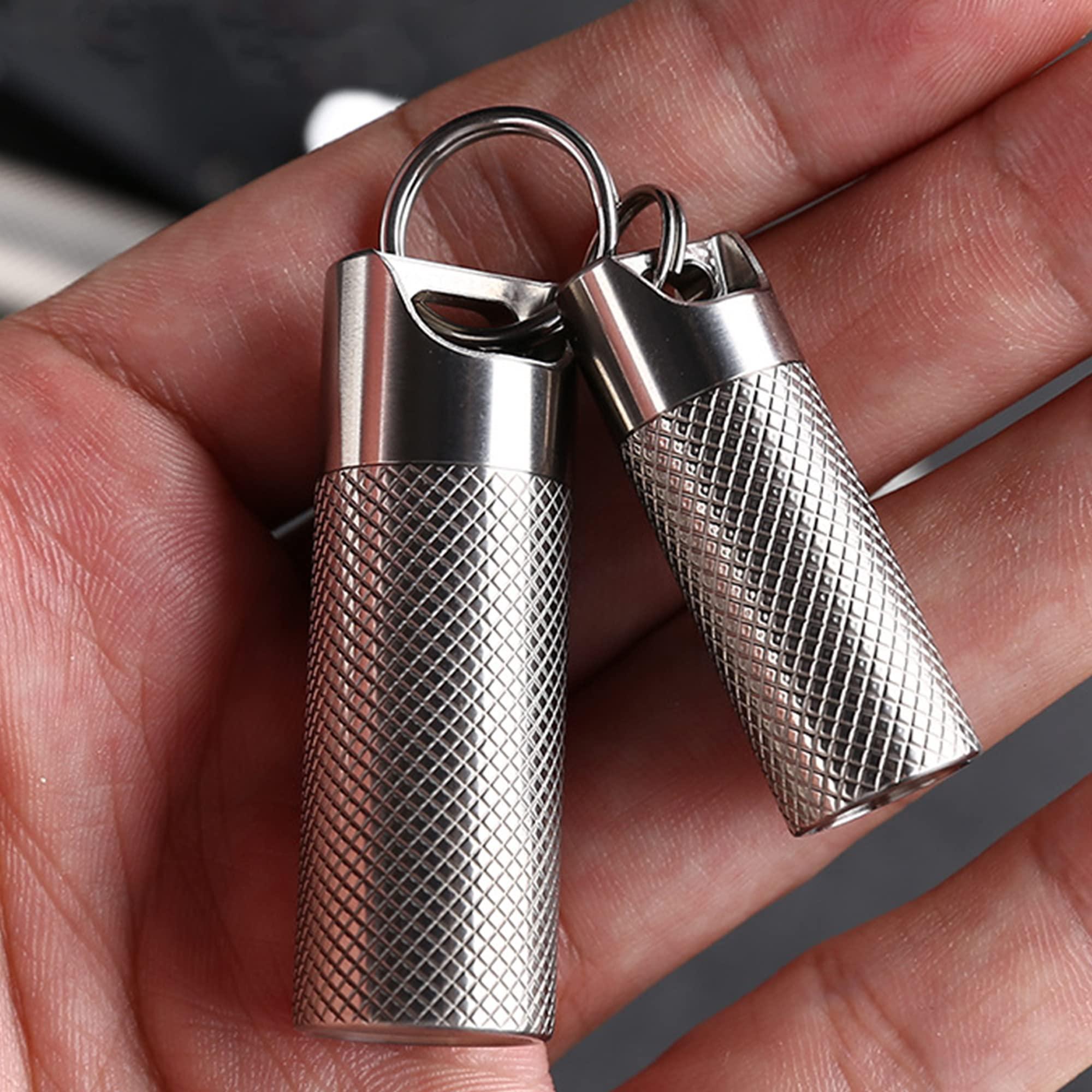 WANERSEN WANERSEN Titanium Waterproof Pill Case EDC Container Capsule Case Outdoor Camping Metal Box, Large