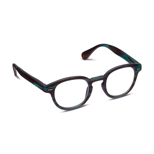 Peepers by PeeperSpecs Peepers by PeeperSpecs Men\'s Headliner Round Reading Glasses, Teal Horn, 1.75