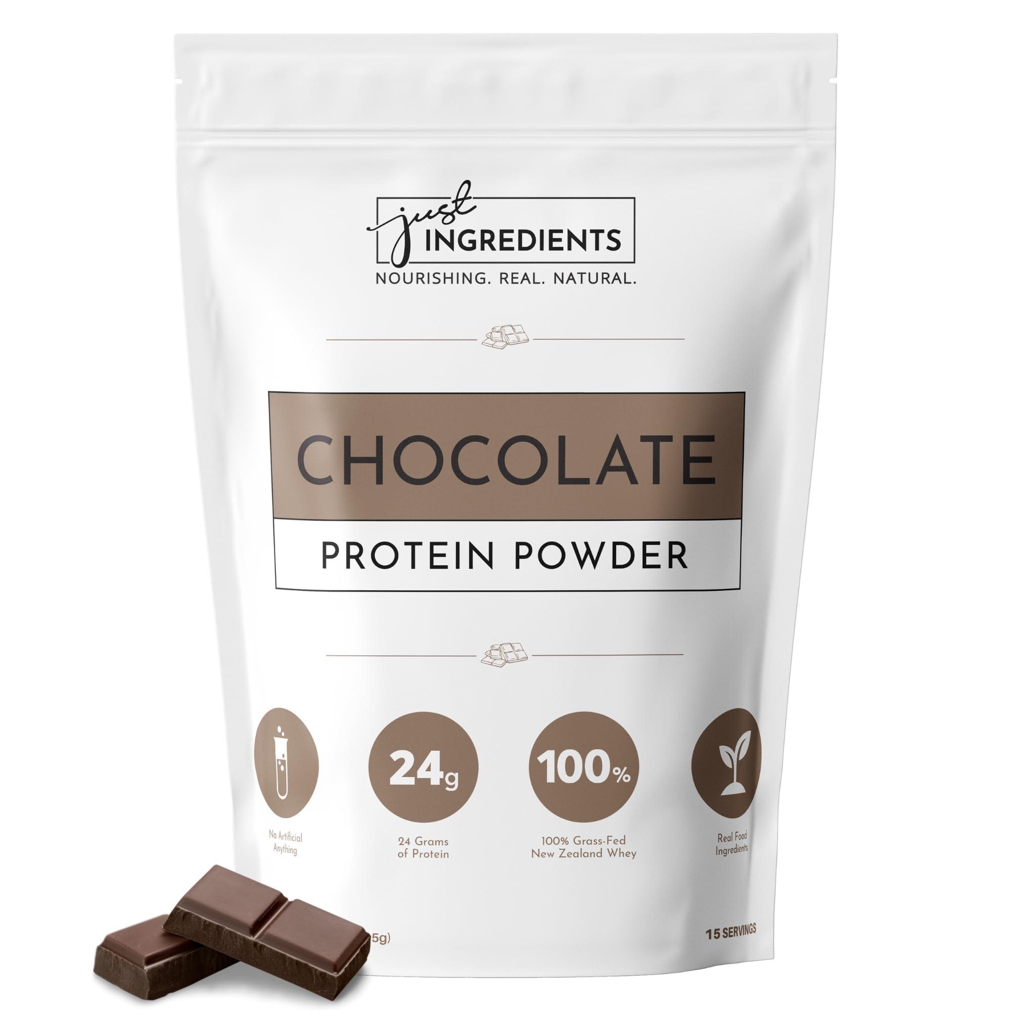 JUST INGREDIENTS JUST INGREDIENTS Chocolate Protein Powder | 15 Servings | 100% Grass-Fed Whey | Non-GMO, Gluten-Free, No Artificial Flavors