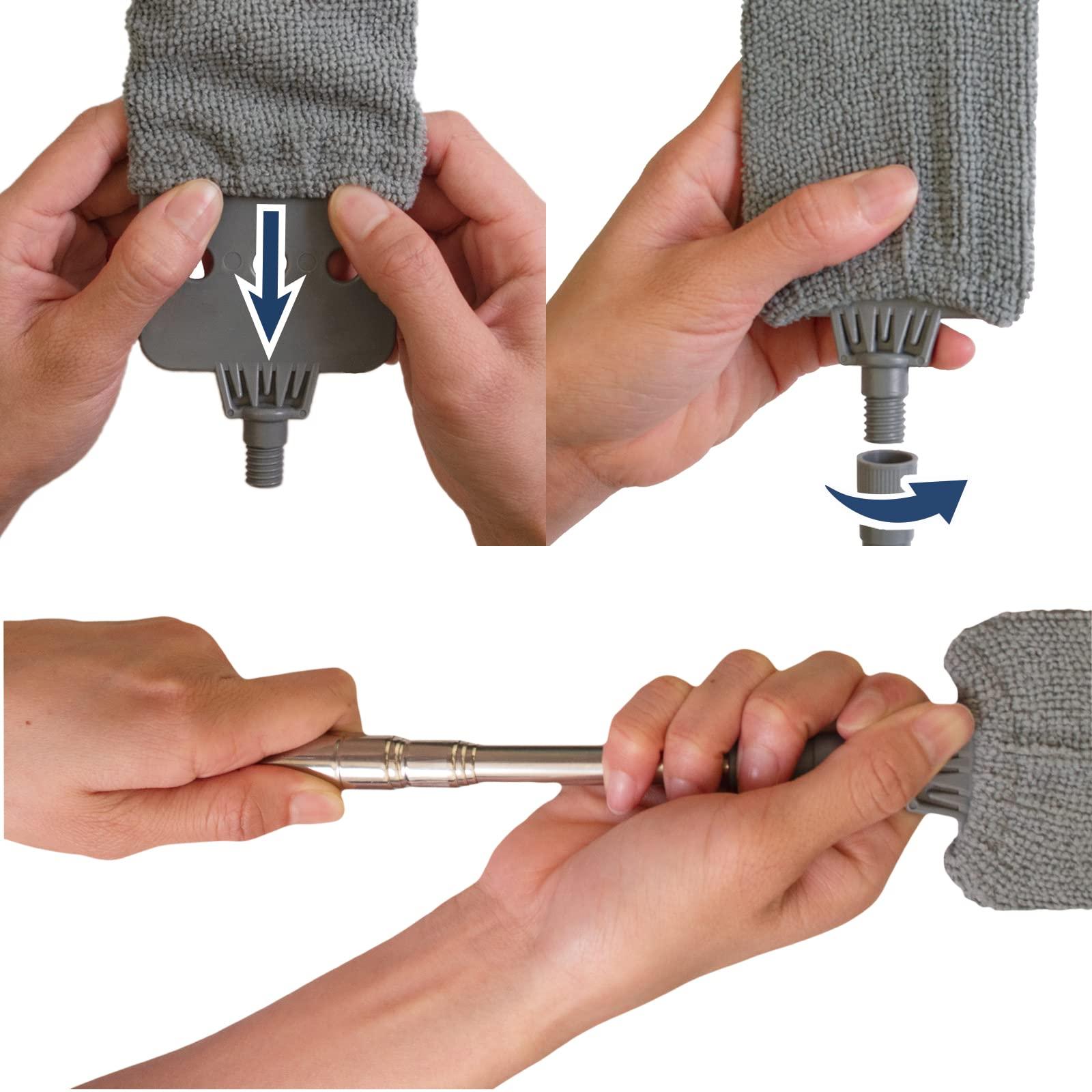 ELEANRA Retractable Gap Dust Cleaner with Extension Pole, Cleaning Tools with 3 Microfiber Dusting Cloths, Extendable Long Handle Duster for Cleaning Under Refrigerator Sofa Couch Bed Furniture Appliance