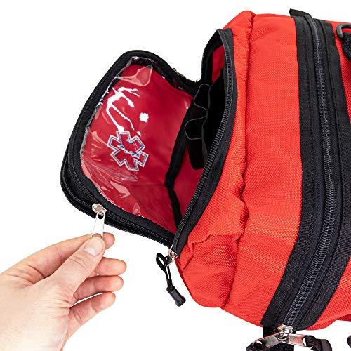 LINE2design LINE2design Deluxe Medical Fanny Pack Large - EMS Emergency First Aid Paramedic EMT First Responder - Portable Travel Size Medical Equipment Organizer Hip Bag with Multiple Internal Pockets - Red