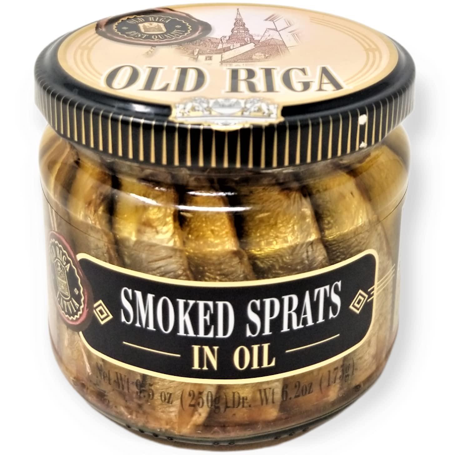 Belevini Old Riga Smoked Sprats in Oil 250g/6.2 Oz | Kosher Product, Non GMO, BPA Free, Keto Friendly | Rich in Omega-3 Fatty Acid, Vitamins and Minerals| From Fresh Wild Caught Sardines of Cold European Seas (Pack of 3)