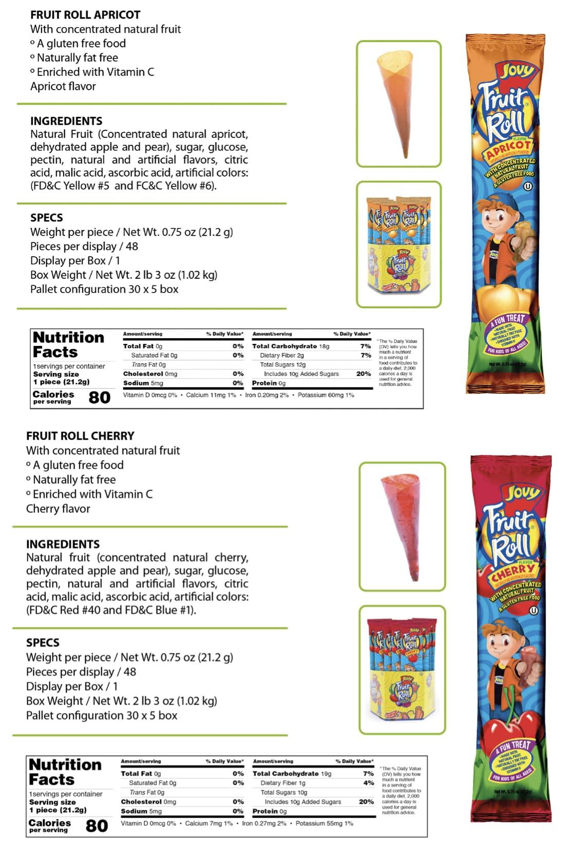 COMBO BREAKER JOVY FRUIT ROLL Variety Pack 10 Flavors - Healthy Snack Made with Natural Fruit, Fat Free, Gluten Free, Enriched with Vitamin C |20 Count, 0.75 oz each