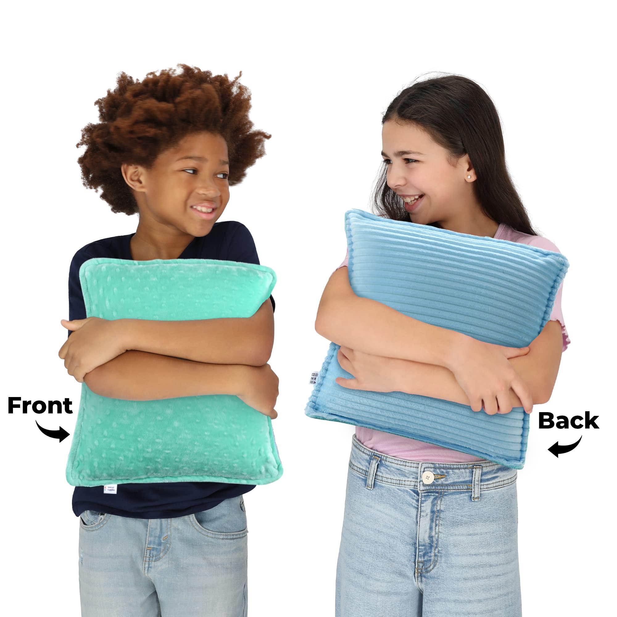 Special Supplies Special Supplies Vibrating Pillow Sensory Pressure Activated for Kids and Adults, 12 x 12 Plush Minky Soft Cover with Textured Therapy Stimulation Bumps, Blue and Green