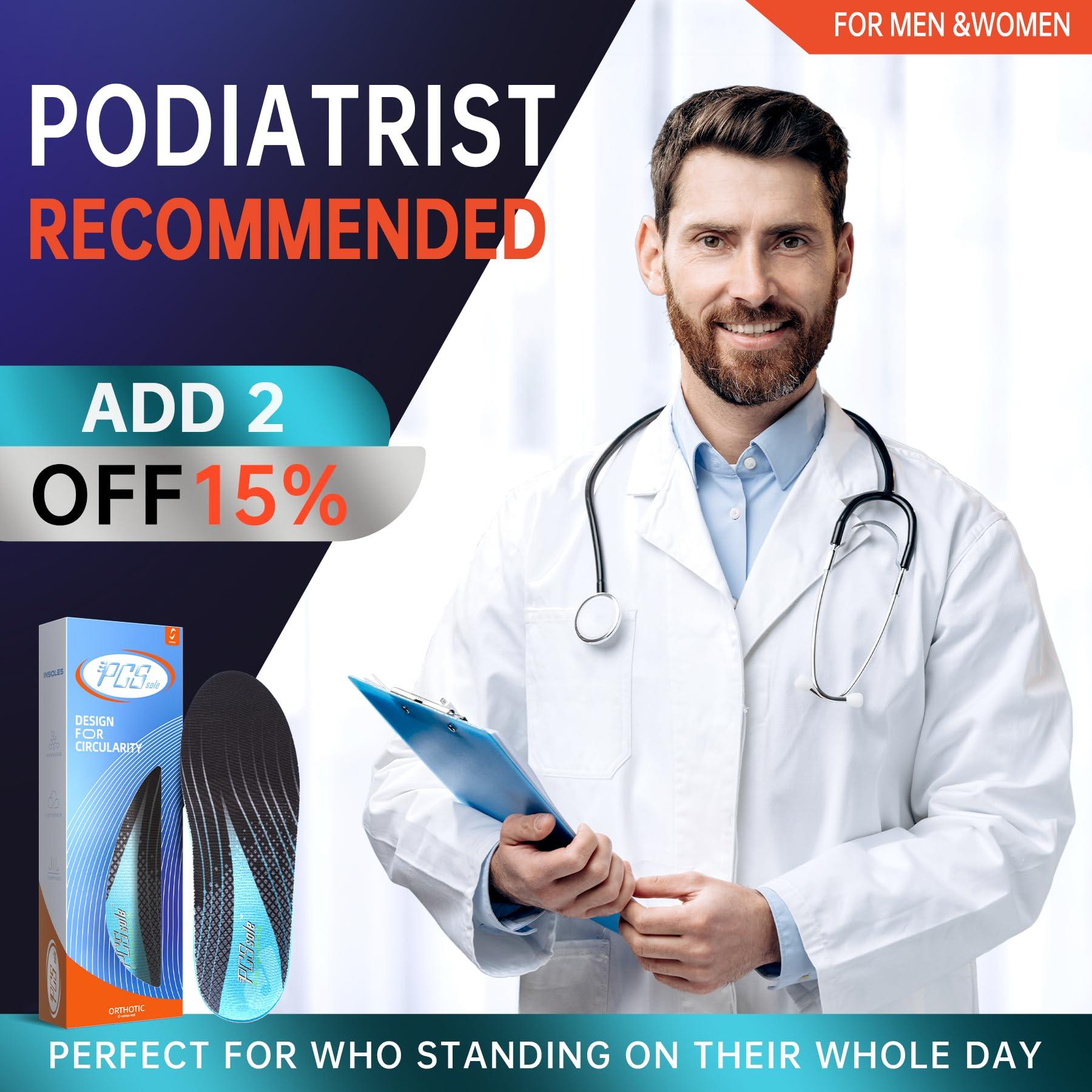 PCSsole PCSsole Plantar Fasciitis Insoles Men Women- 220+lbs Heavy Duty High Arch Support Inserts with Comfort Cushion Orthotic Pain Relief Insoles for Flat Feet - Arch Pain - Heel Pain -Work Boot Shoe Insole