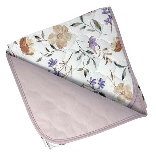 wovenx WOVENX Organic Incontinence Pads for Kids & Toddlers - 5 Layer Waterproof Protectors for Overnight Bed Wetting - Reusable & Washable Pee Pads - Fits Twin to Full Size Beds - 34\" x 52\" Flower