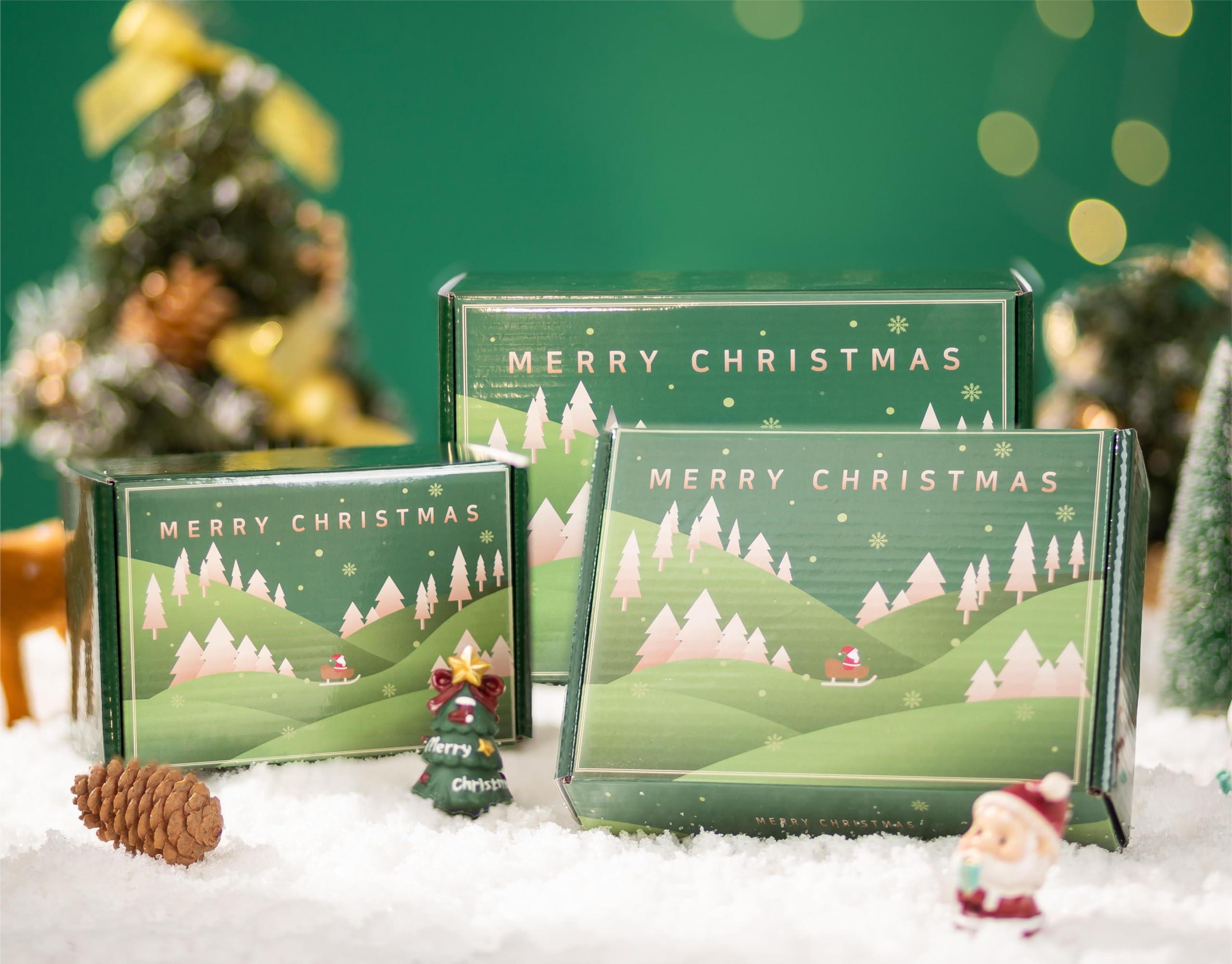 AIFHAAN Christmas Shipping Box 9x6x4 Inch, Corrugated Recyclable Mailer Gift Box with Lid for Small Business, Christmas Gift Wrapping Box Packaging Storage (9x6x4in, Christmas Green)