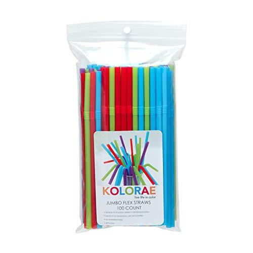 KOLORAE KOLORAE Jumbo Flex Straws, Multi-Colored, Disposable Plastic Bendy and Flexible Drinking Straws - AVAILALE in Sets of 100, 600 OR 1,000 Flex Straws! (600)
