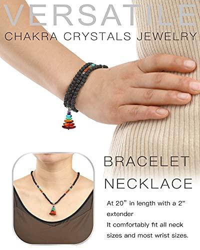 MIDDLUX MIDDLUX Chakra Necklace, Crystals and Healing Stones Chakra Bracelets, Healing Stone Necklace for Women Men, Crystal Necklaces for Women, Chakra Necklaces for Women, Crystal Necklace Set