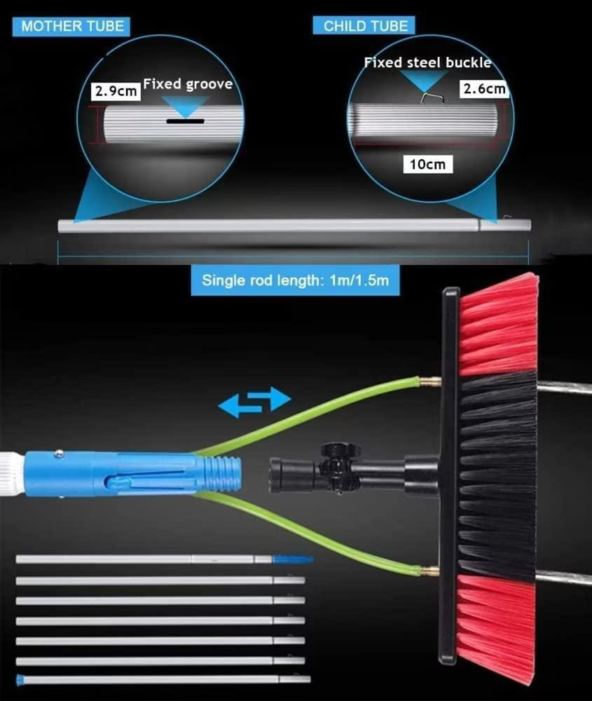 WuDLi Cleaning Brush Window Cleaning Pole, Water Fed Telescopic Brush with Squeegee, Water/Hose Fed Pole, Cleaning Photovoltaic and Solar Panels / 11M Rod / 30Cm Brush Head