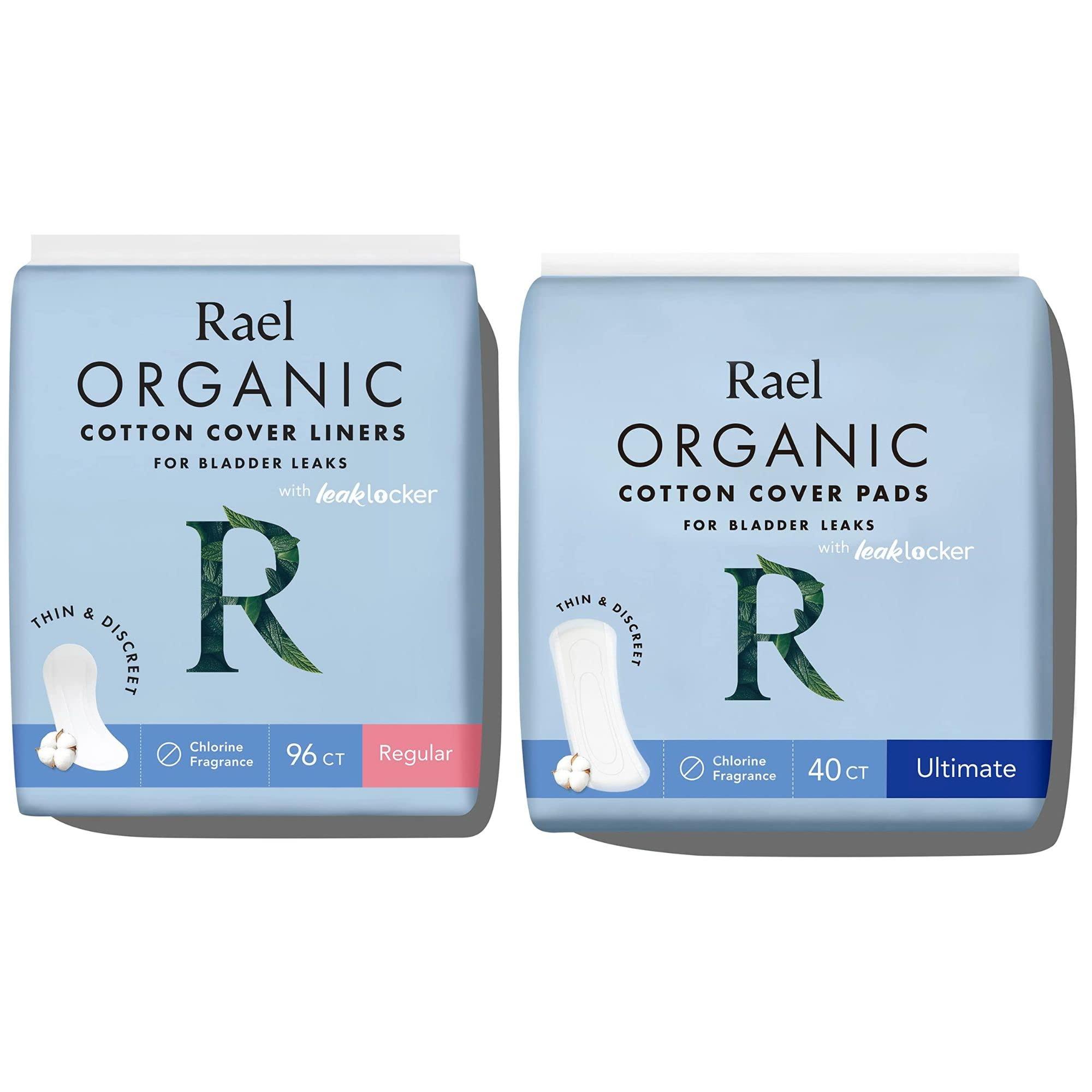 Rael Rael Organic Cotton Incontinence Bundle Pack - Regular and Ultimate Pads, 136 Count