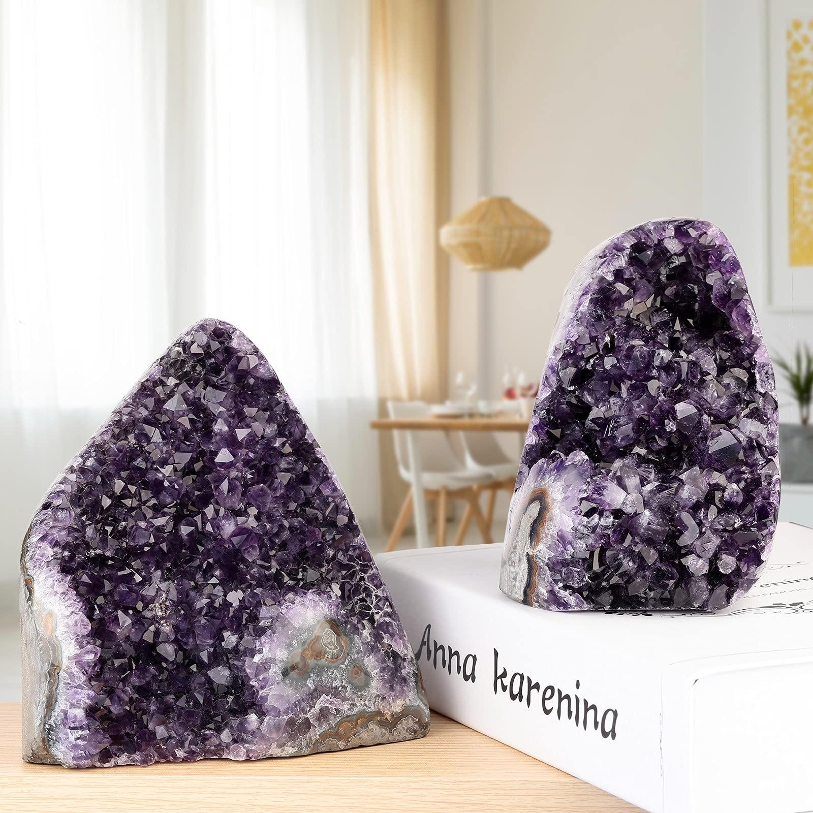 SUNYIK SUNYIK Natural Amethyst Crystal Stone Cluster Druzy Geode Specimen Gemstone Sculpture Sphere(2.6-3.3lbs)