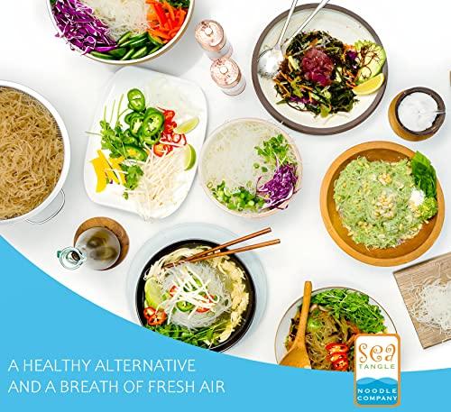 SEA TANGLE NOODLE COMPANY Sea Tangle Organic Green Tea Kelp Noodles (12oz) - Pack of 12 - Low Calorie Asian Noodles for Healthy Noodle Dishes - Gluten Free, Keto Noodle Sub for Rice Noodles, Glass Noodles, Pad Thai Noodles