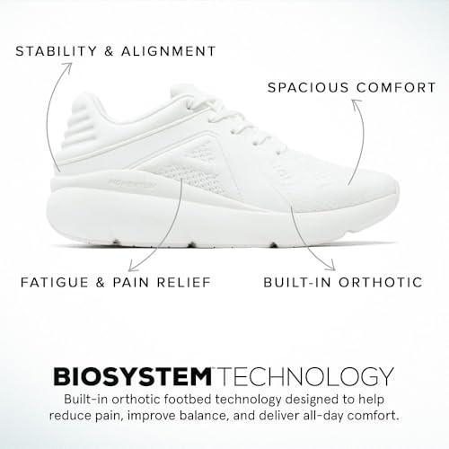 ABEO ABEO MXV Shift Womens Metatarsal Footbed Walking Shoes | Ideal for Metatarsalgia | Ball of Foot Pain Relief | Removable Orthotic Metatarsal Pad Bright White 10 Medium