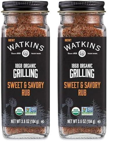 Watkins Watkins Organic Grilling Sweet and Savory Rub, Non-GMO, Kosher, 3.6 Oz, 1-Pack (Pack of 2)