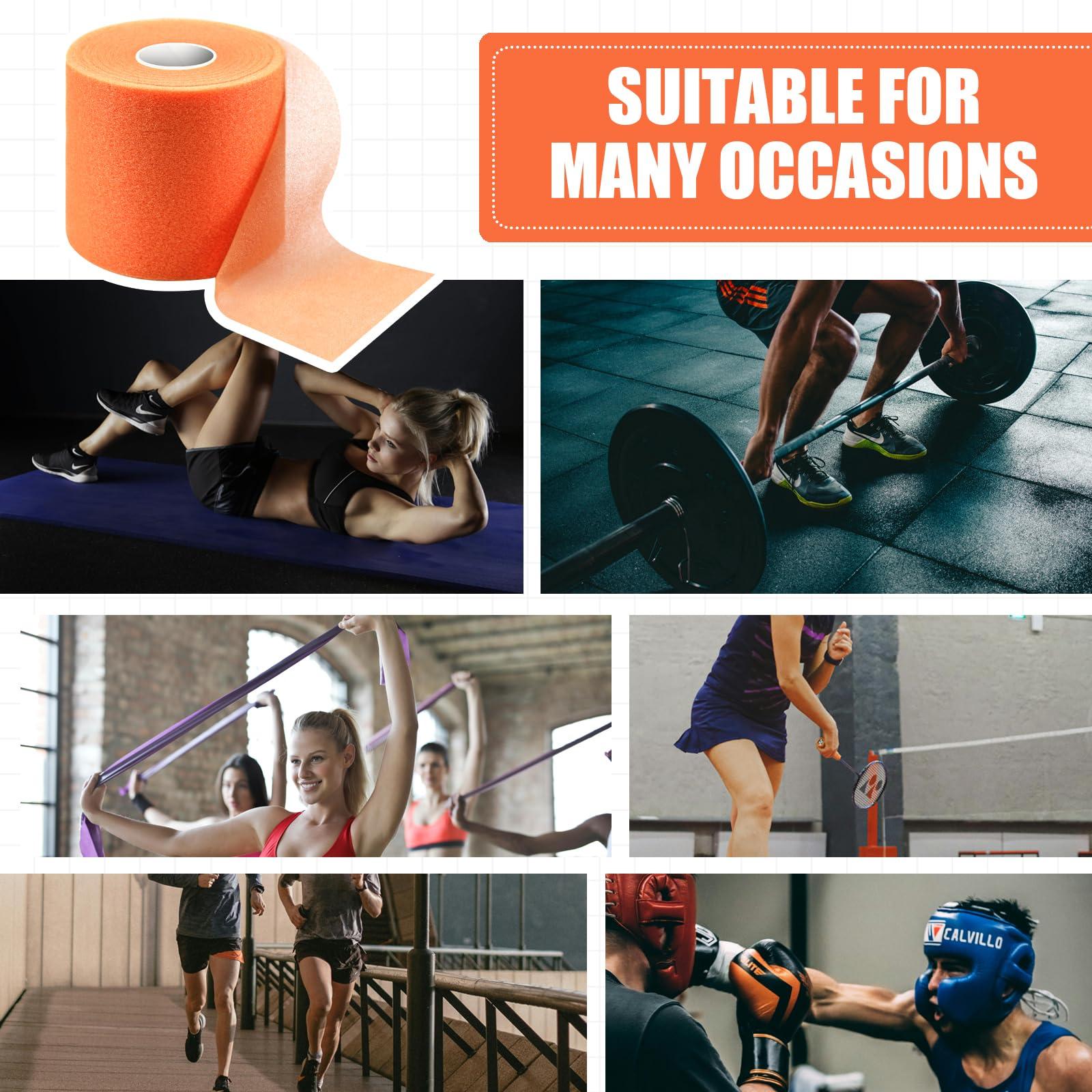 Jtshy Prewrap Athletic Tape,2.75 Inches X 30 Yards Roll Pre wrap Headbands for Hair Soccer,Foam Underwrap Sports Wrap for Ankles Wrists Hands Knees Elbows (Orange)
