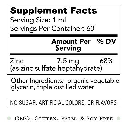 Earth Harmony Naturals Organic Liquid Zinc Sulfate - Pure Zinc Supplements for Skin Health, Immune System Function and Normal Cell Growth in Adult Men & Women - Non-GMO, Vegan 7.5mg - 2 Fl Oz
