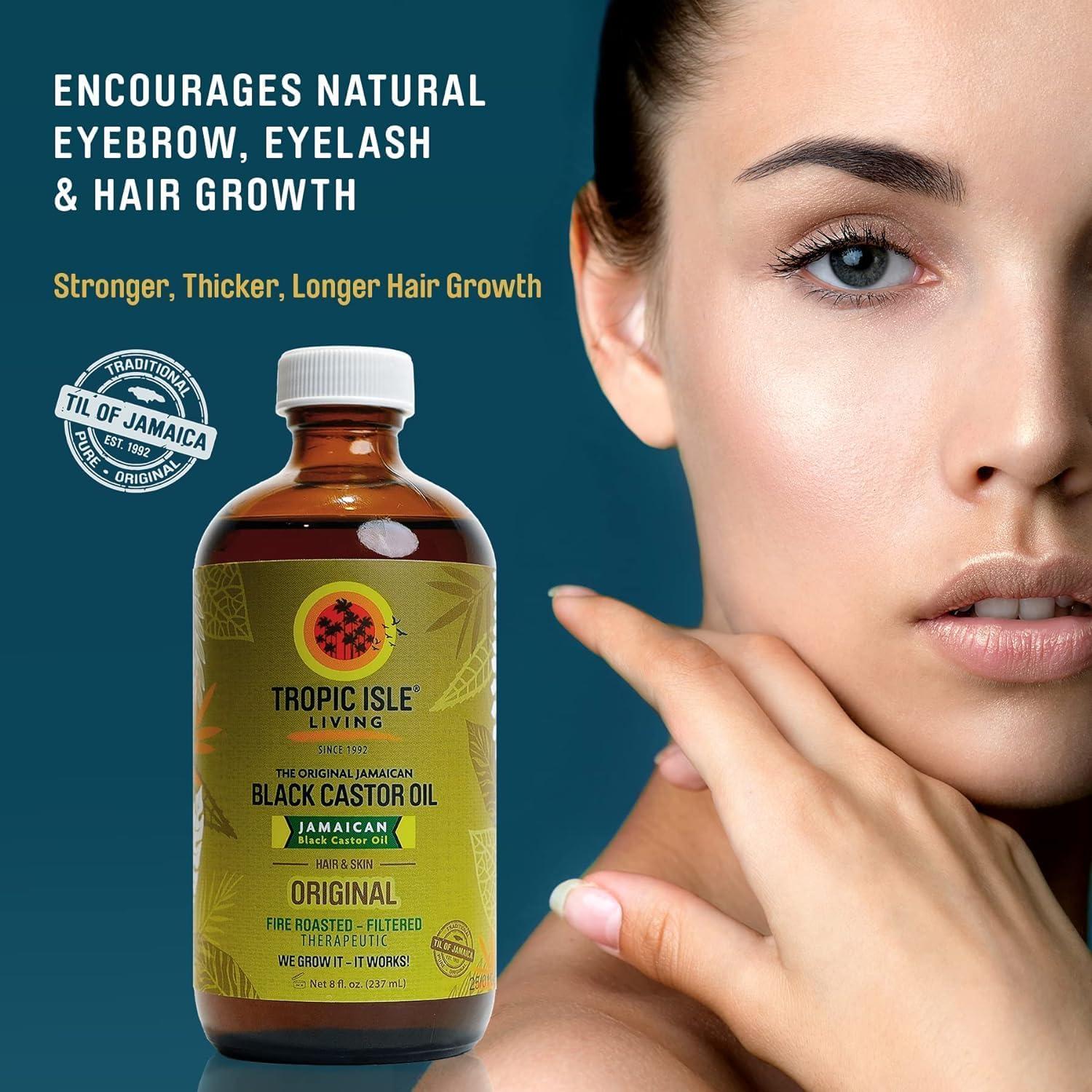 Tropic Isle Living Tropic Isle Living Jamaican Black Castor Oil 8oz | Rich in Vitamin E, Omega Fatty Acids & Minerals | For Hair Growth Oil, Skin Conditioning, Eyebrows & Eyelashes, Scalp and Nail Care