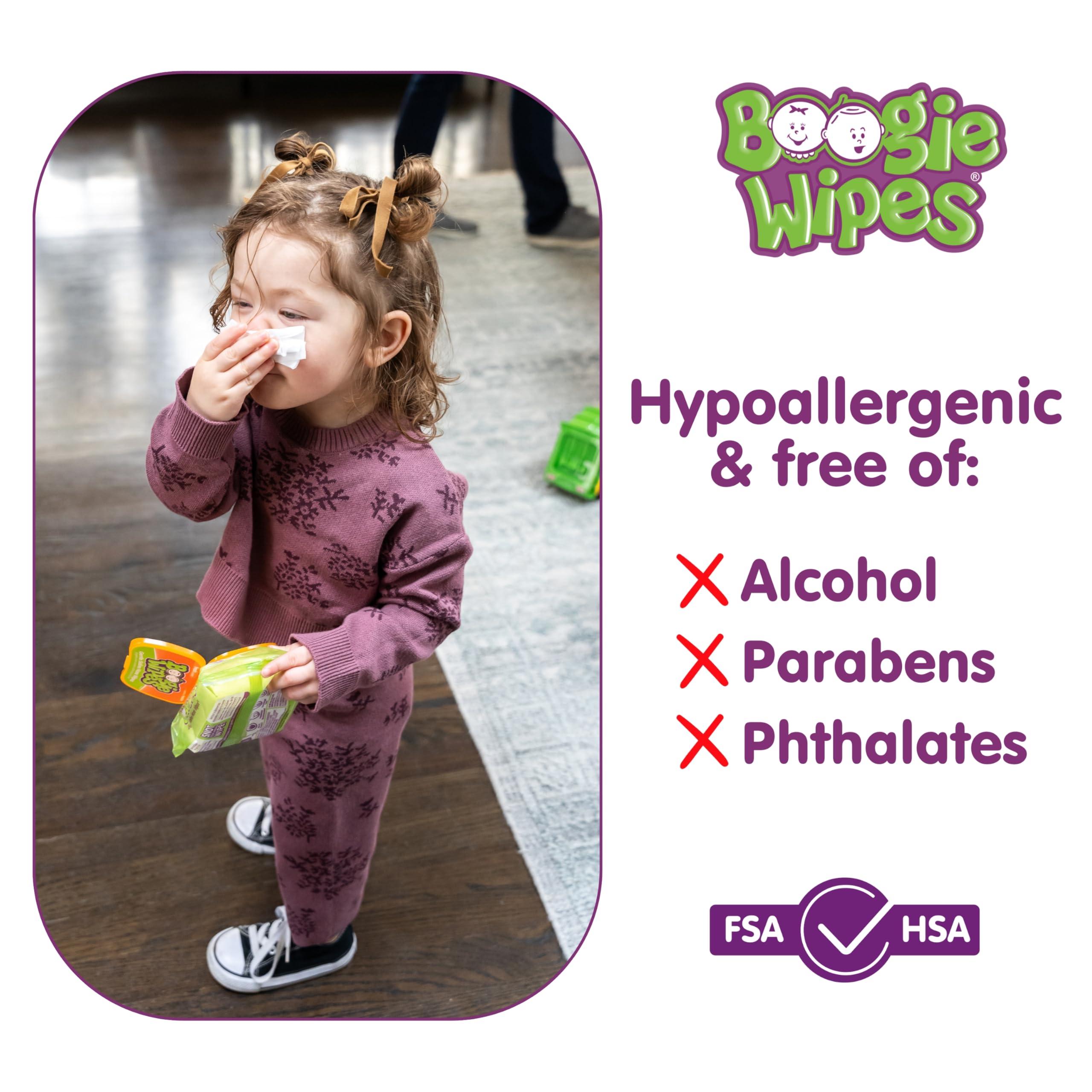 Boogie Saline Nose Wipes by Boogie, for Baby & Kids, Face, Hand & Body, FSA/HSA Eligible, Made with Vitamin E, Aloe, and Natural Saline, Fresh Scent, 45 Count (Pack of 1)