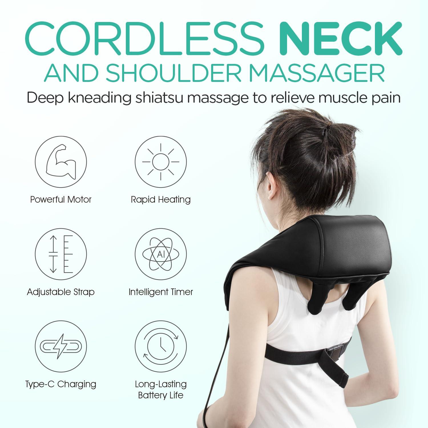 VOYOR-HEALTH VOYOR-HEALTH Neck Massager with Heat, Electric Shiatsu Shoulder Massager for Pain Relief, Cordless Deep Tissue 4D Kneading Massage for Neck, Traps, Back and Leg, Gifts for Men Women Dad Mom PJ101