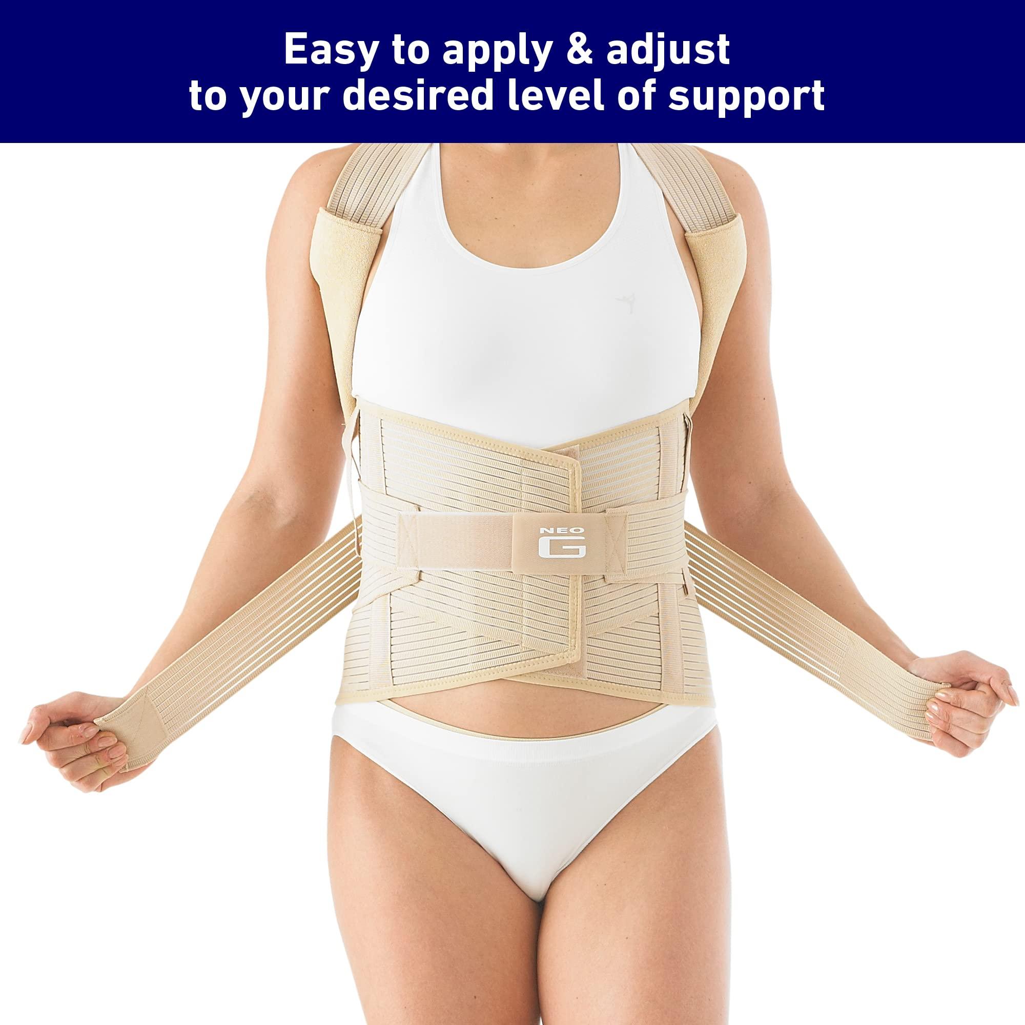 Neo G Neo G Dorsolumbar Support Brace - Back Support For Early Kyphosis, Rounded Shoulders, Posture Correction, Muscular Aches, Lumbar Support - Fully Adjustable - Class 1 Medical Device - Large - Long