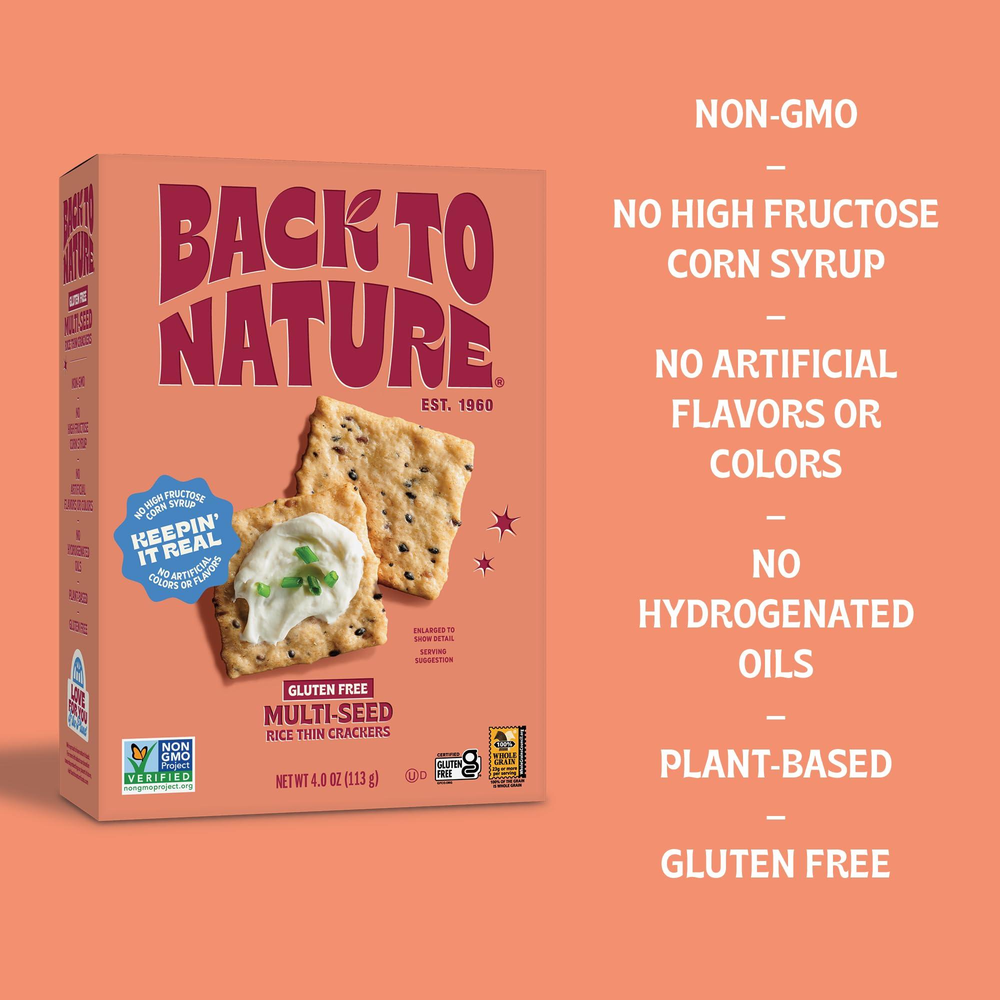 Back to Nature Back to Nature Gluten Free Crackers, Multi-Seed Rice Thins - Dairy Free, Non-GMO, Made with Whole Grain Brown Rice Flour, Delicious & Quality Snacks, 4 Ounce