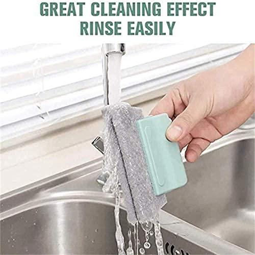 FuXinWorld 3PCS Magic Hand-held Window Cleaning Brush Creative Door Window Groove Cleaning Brushes Kitchen Decontamination Brush Fixed Slide Brush Head,Household Cleaning Tools for All Corners and Gaps