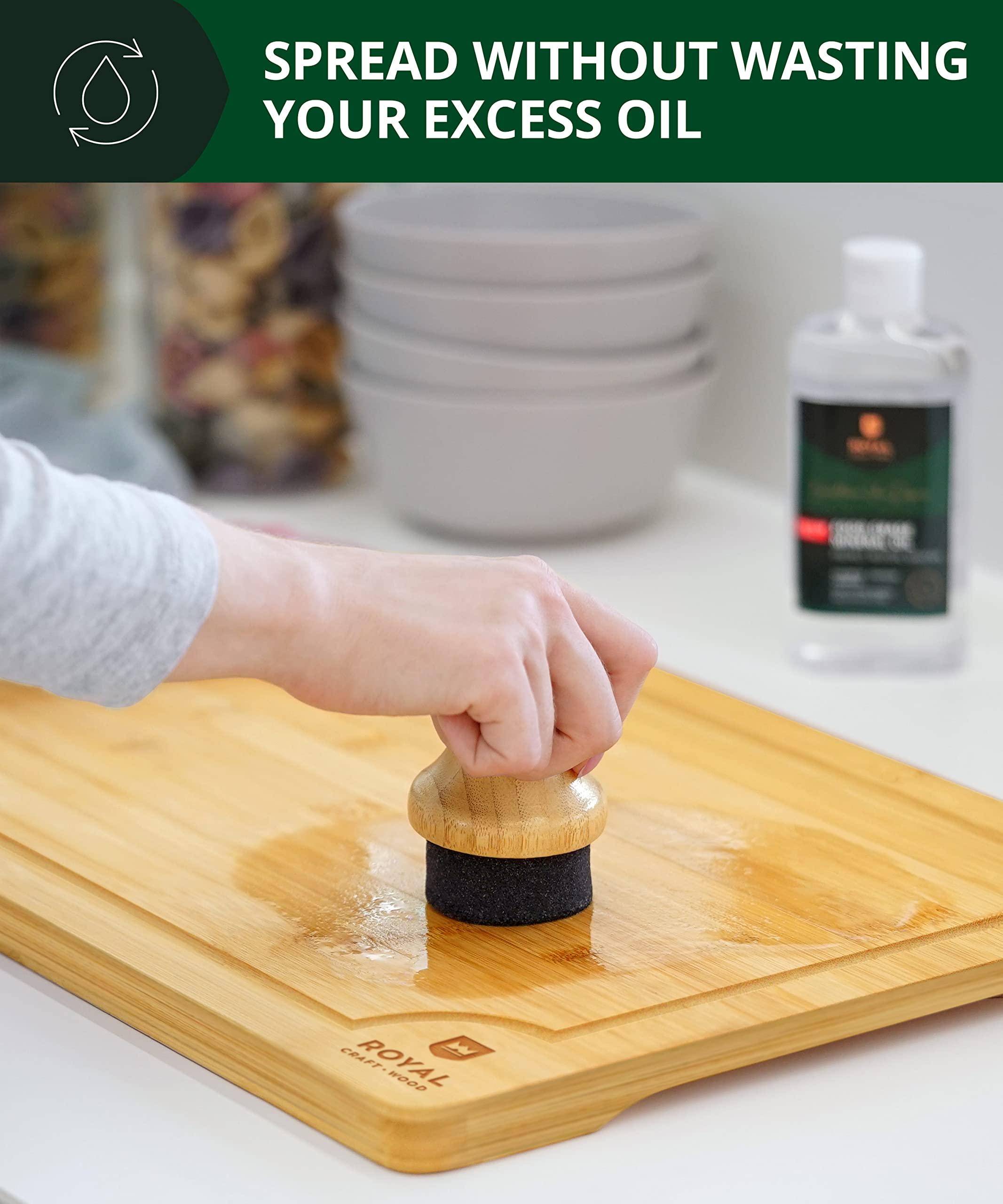 ROYAL CRAFT WOOD ROYAL CRAFT WOOD Cutting Board Oil and Wax Applicator for Food Grade Mineral Oil - Round Bamboo Applicator for Wood Cutting Boards, Butcher Blocks, Utensils Small