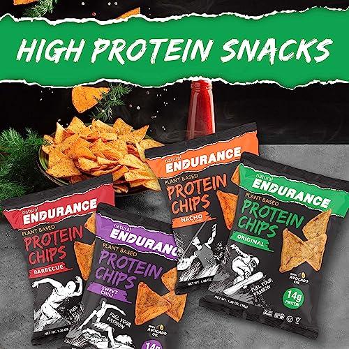 natural ENDURANCE Natural Endurance Protein Chips - Low Carb Chips, High Protein Snack, Vegan Protein with Avocado Oil, 14g Protein Per Bag, Gluten Free, Birthday Cake Flavor - 1.38 oz Bags (Pack of 12)