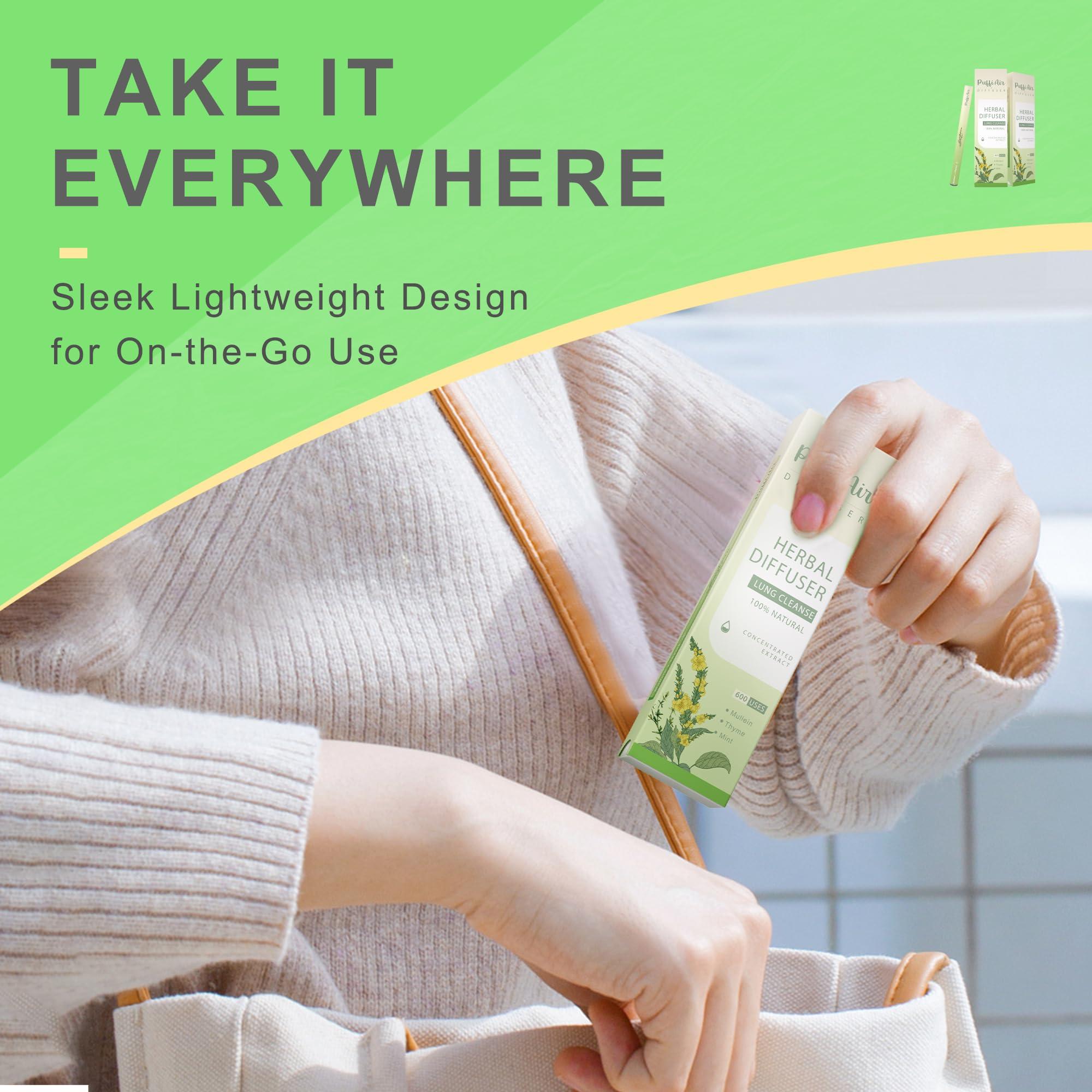 PUFFIAIR PuffiAir Herbal Diffuser Upgraded with Extracts of Mullein, Thyme and Mint for Cleansing Lungs, Improving Breathing and Oral Air Freshening