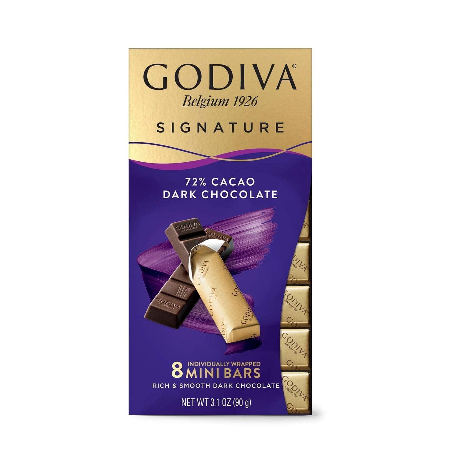 Godiva Chocolatier Godiva Chocolatier Chocolate Signature Mini Bars,72% Cacao Dark, 3.1 Ounce (Pack of 12)