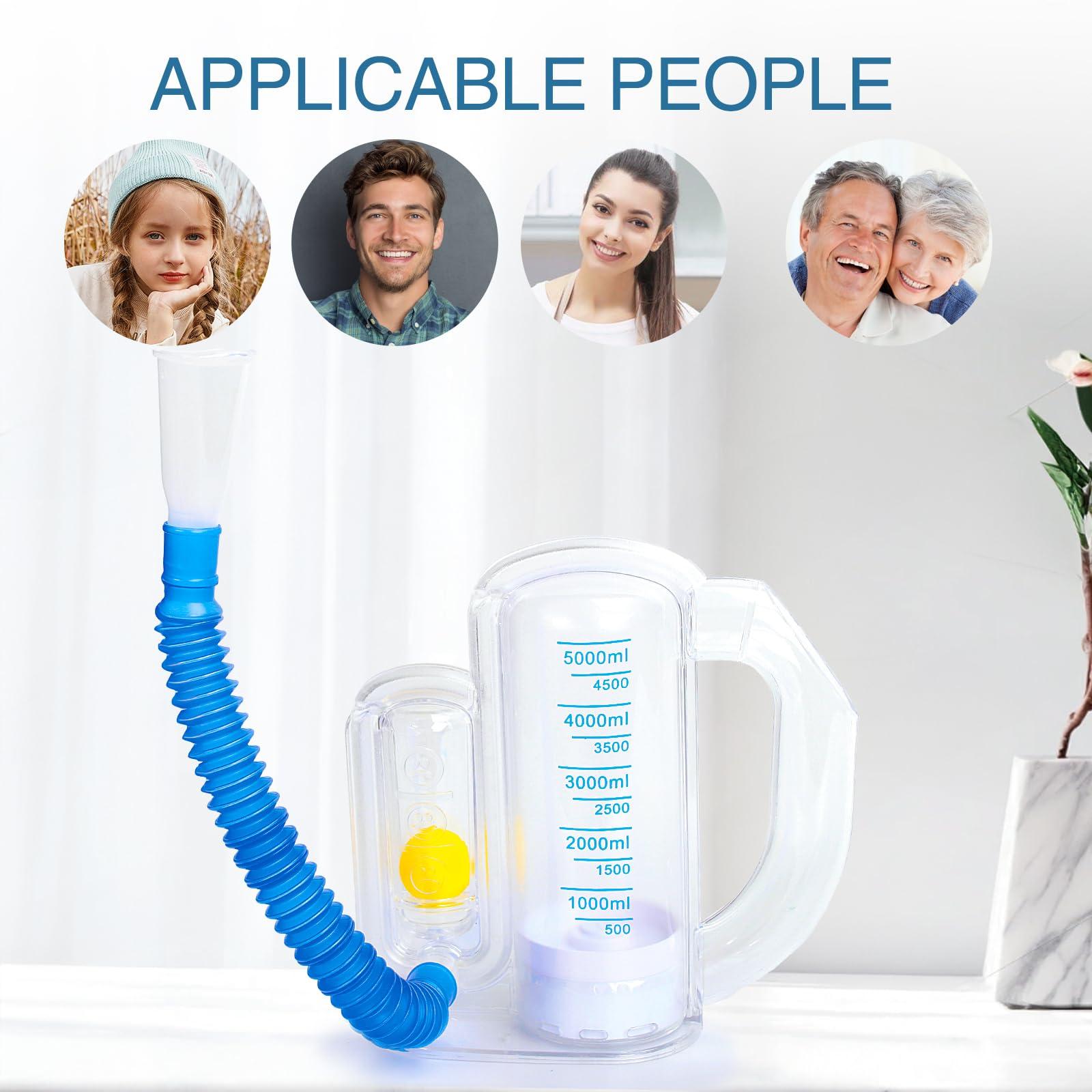 KSWEGKC Incentive Spirometer-Incentive Spirometer Adult Breathing Exercise Device for Lungs,Deep Breathing Trainer for Children and Adults,5000ml Capacity Measurement with Flow Indicator