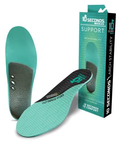 10 Seconds 10 Seconds - 3720 Arch Stability Insole: Firm High Arch, for Everyday Comfort. Shock Absorbing Foam with Stability Plate for Long Periods of Standing Comfort. M 12/12.5