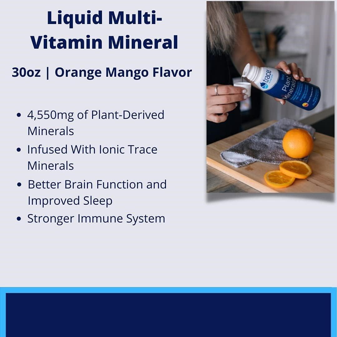Trace Minerals Research Trace Minerals Liquid Multi Vitamin-Mineral - Aid Body Mineral Health - Vitamin & Mineral Liquid Supplement - Supports Healthy Bones & Muscles - Natural Orange Mango, 30 fl oz (30 Servings)