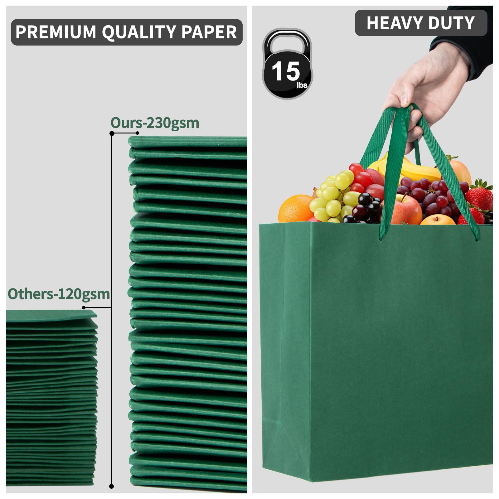 Dasofine Dasofine 20pcs Green Dark Gift Bags, Large Gift Bags 12.5\" x 4.5\" x 11\", Thick Kraft Paper Favor Bags, Gift Bags with Handles for Party, Wedding, Baby Shower