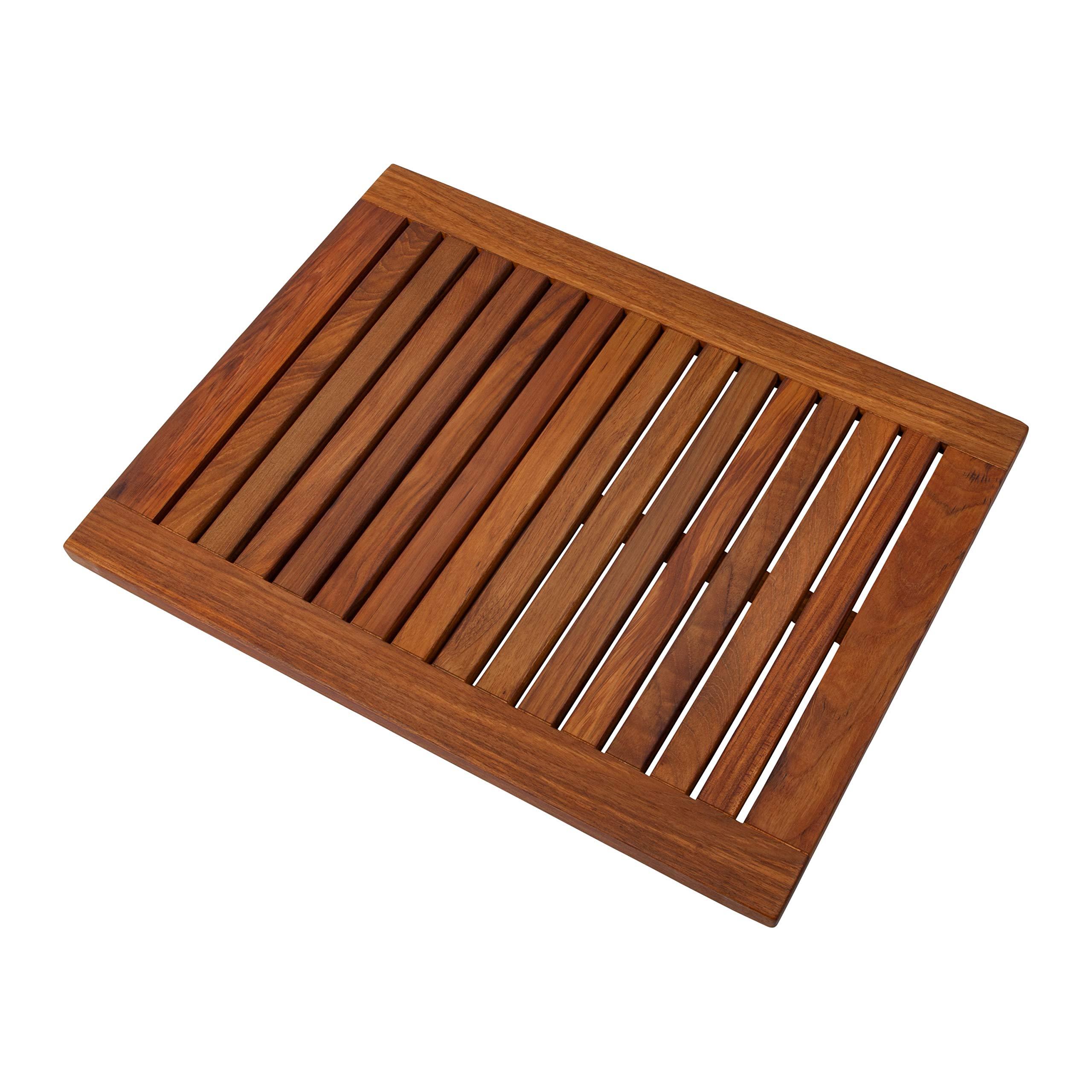 NORDIC STYLE TEAK Nordic Style Premium Teak Shower and Bath Mat for Indoor and Outdoor Use - Non-Slip Wooden Platform for Spa, Sauna, Pool, Hot Tub - Flooring Decor and Protector (23.6\" x 17.7\", Oiled Finish w/Frame)