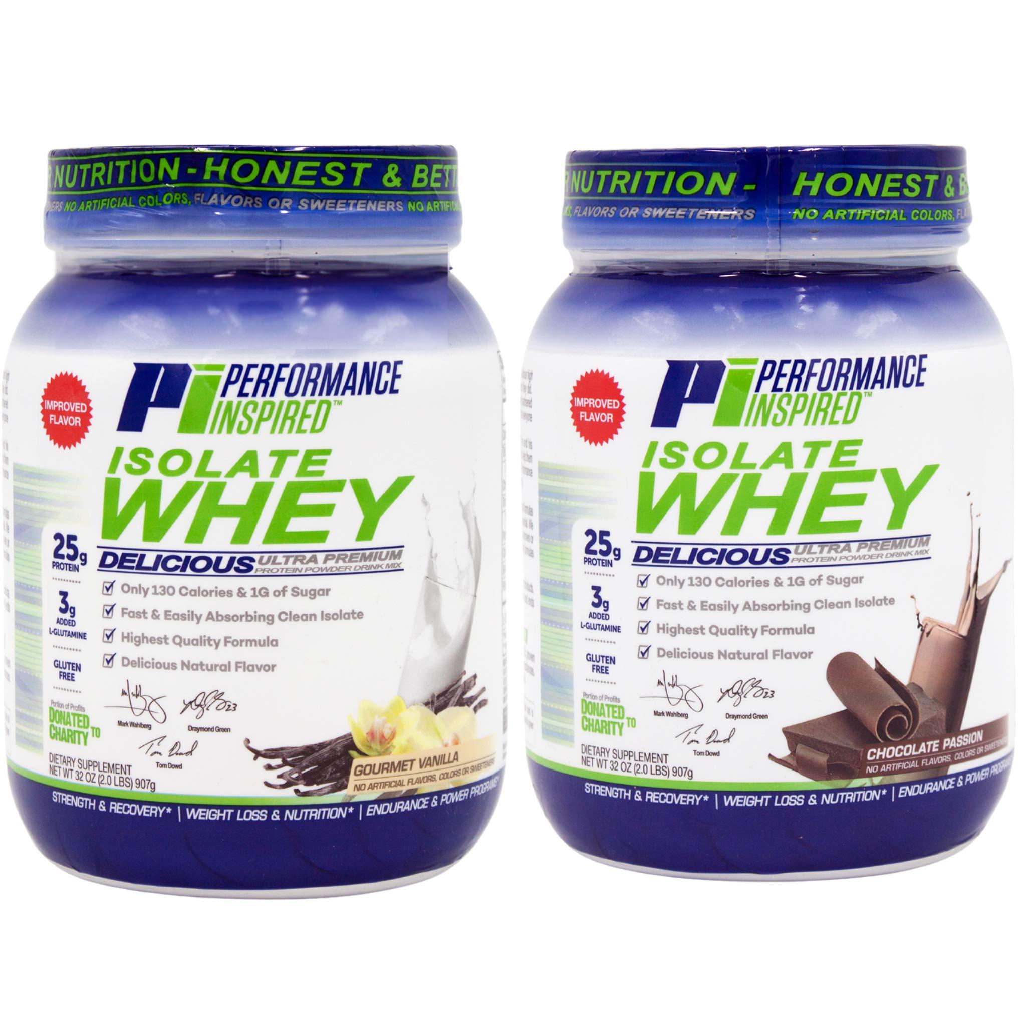PERFORMANCE INSPIRED PERFORMANCE INSPIRED Nutrition - Isolate Whey Protein Powder - All Natural - 25G - Fast Absorbing - Added L-Glutamine - Contains BCAAs - Gluten Free - 2 lb - Gourmet Vanilla